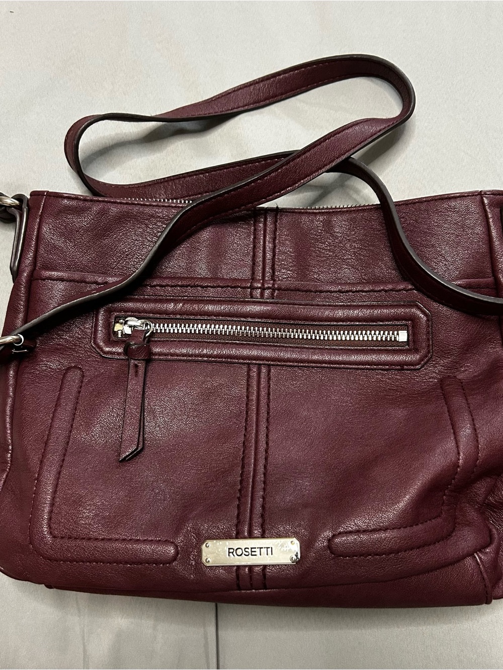 Rosetti Leather Shoulder Bag in Burgundy